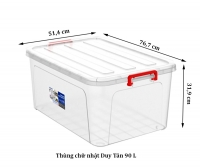 Thùng chữ nhật Duy Tân 90L nhựa trong  - No.1244