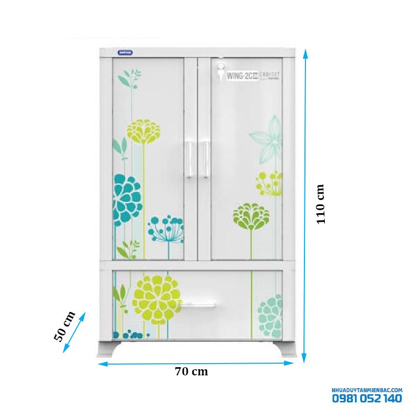 Tủ nhựa Duy Tân 2 cánh 1 ngăn kéo Wing 2C-1N - màu trắng