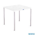 Bàn Vuông Chân Inox - Trắng