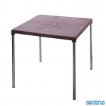 Bàn Vuông Chân Inox - Nâu