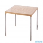 Bàn Vuông Chân Inox - Kem