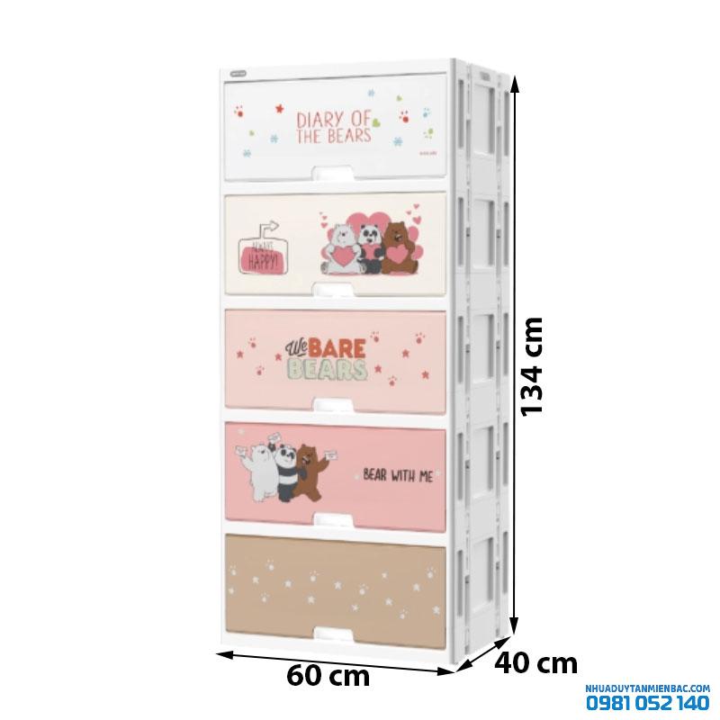 Tủ nhựa Nanaby 5 ngăn (Đa sắc, trơn)