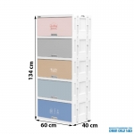 Tủ nhựa Nanaby 5 ngăn (Đa sắc, trơn)