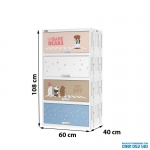 Tủ nhựa Nanaby 4 ngăn (Đa sắc, gấu)