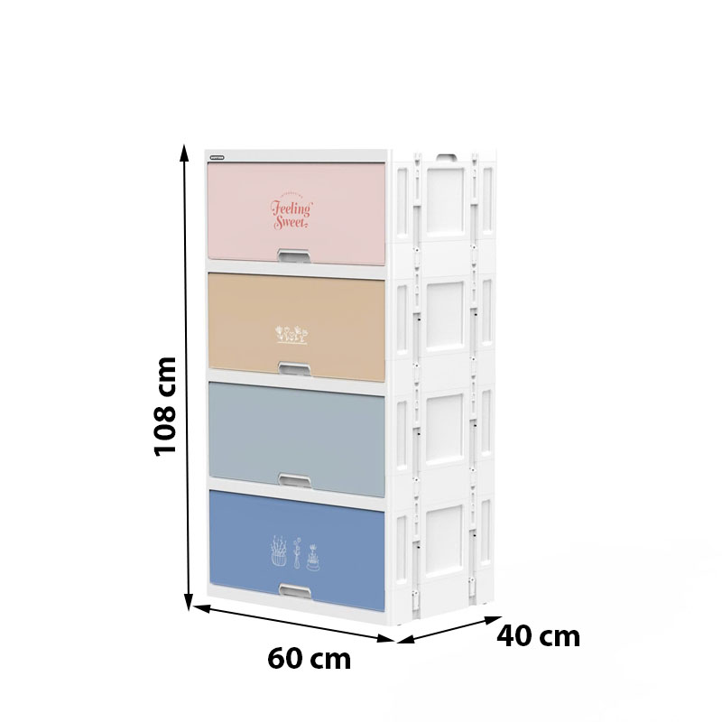 Tủ nhựa Nanaby 4 ngăn (Đa sắc, trơn)