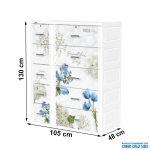 Tủ nhựa Duy Tân Shino 5 tầng (Trắng - Hoa Xanh)
