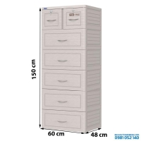 Tủ nhựa Duy Tân Tabi 6 tầng (Xám - Vân gỗ)
