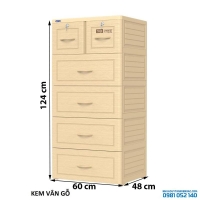 Tủ nhựa Duy Tân Tabi 5 tầng (màu kem, vân gỗ)