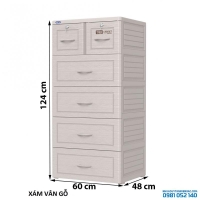 Tủ nhựa Duy Tân Tabi 5 tầng (màu xám, vân gỗ)
