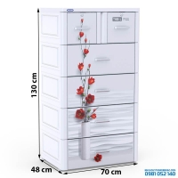 Tủ nhựa Duy Tân Tabi-L 5 ngăn (màu trắng, hoa đỏ)