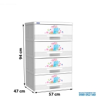 Tủ nhựa Duy Tân Đại Kiểu 4 ngăn - trắng