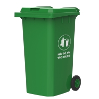 Thùng rác công cộng nắp kín 240L Duy Tân - No.1381 - có bánh xe